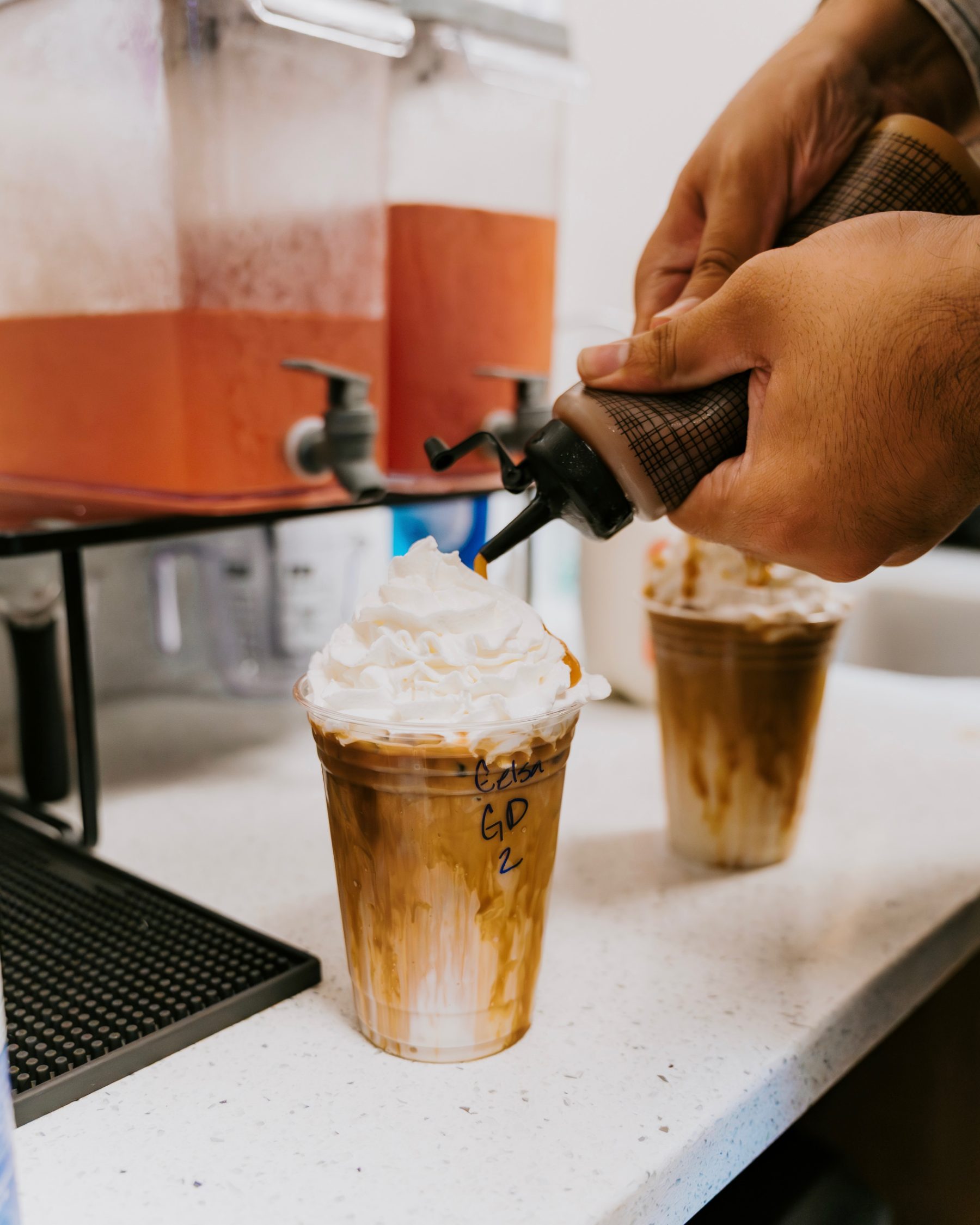 A specialty drink being prepared at CLFC Vida Cafe